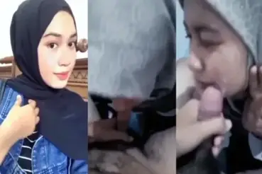 Hijab Cantik Sepong Kontol Gede Crot di Muka Penuh Peju